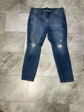 torrid Blue Skinny Jeans with Distressed Knees